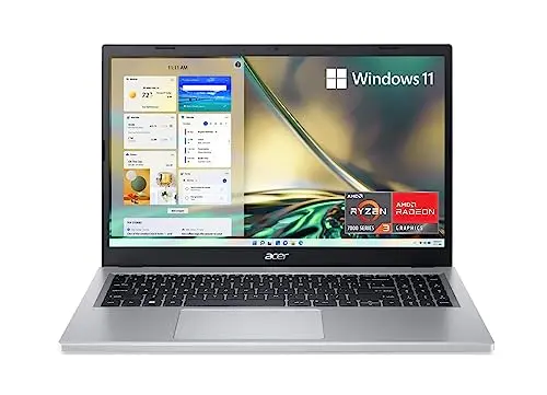 Silver Acer Aspire 3 laptop with a 15.6-inch display, showing a clean desktop.